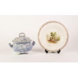 VICTORIAN ?FAIRY VILLAS? PATTERN BLUE AND WHITE ?STONE CHINA? TWO HANDLED SAUCE TUREEN AND COVER, of