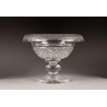 WATERFORD CUT GLASS PEDESTAL BOWL, with turned-over rim, knopped stem and circular foot, 7 ½? (19cm)