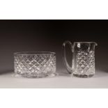 TWO MATCHING PIECES OF WATERFORD CUT GLASS, comprising: STEEP SIDED BOWL, 3 ¾? (9.5cm) high, 7? (