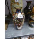 ORIENTAL CLOISONNE VASE, OF SHOULDERED OVOID, FORM WITH WAISTED NECK, ALL OVER DESIGN OF DRAGONS AND