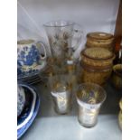 A 1960's CLEAR AND GILT DECORATED GLASS LEMONADE SET