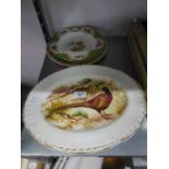 THREE OVAL MEAT PLATES, TWO WALL PLATES AND A PARAGON PLATE (6)