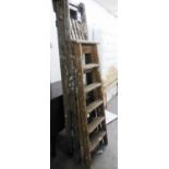 THREE SETS OF WOODEN STEP LADDERS