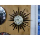 STYLISH 1970?s METAMEC BATTERY POWERED SUNBURST WALL CLOCK