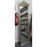 A LARGE REPRODUCTION ROBING MIRROR, IN ORNATE SILVERED FRAME, 176cm x 45cm