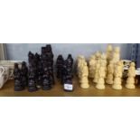 A 32 PIECE 'REYNARD' PATTERN COMPOSITION CHESS SET (32 PIECES)