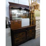 A LATE VICTORIAN WALNUTWOOD SIDEBOARD, WITH SIX DRAWERS, WITH A RAISED MIRROR BACK (A.F.), 54"