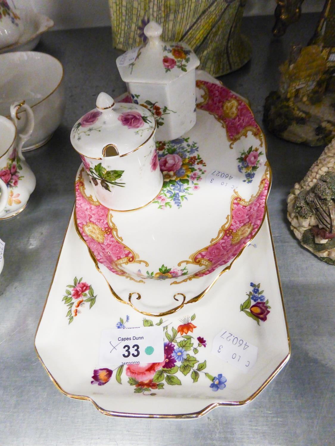 ROYAL ALBERT 'LADY CARLISLE' PATTERN OVAL DISH, CROWN STAFFORDSHIRE SANDWICH TRAY AND A SMALL