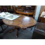 ITALIAN MARQUETRY INLAID OVAL DINING TABLE, ORNATE CARVED BASE AND A YEW-WOOD OVAL DINING TABLE   (