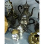 GEORGIAN STYLE ELECTROPLATE TEA AND COFFEE SET OF FOUR PYRIFORM PIECES, WITH FLORAL IMPRESSED