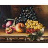 SIMON (Modern pastiche) OIL PAINTING ON CANVAS Still life of fruit Signed lower right 16" x 20" (