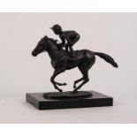 AFTER DAVID CORNELL 1985 BRONZE ON BLACK MARBLE PLINTH CHAMPION FINISH signed and inscribed in the