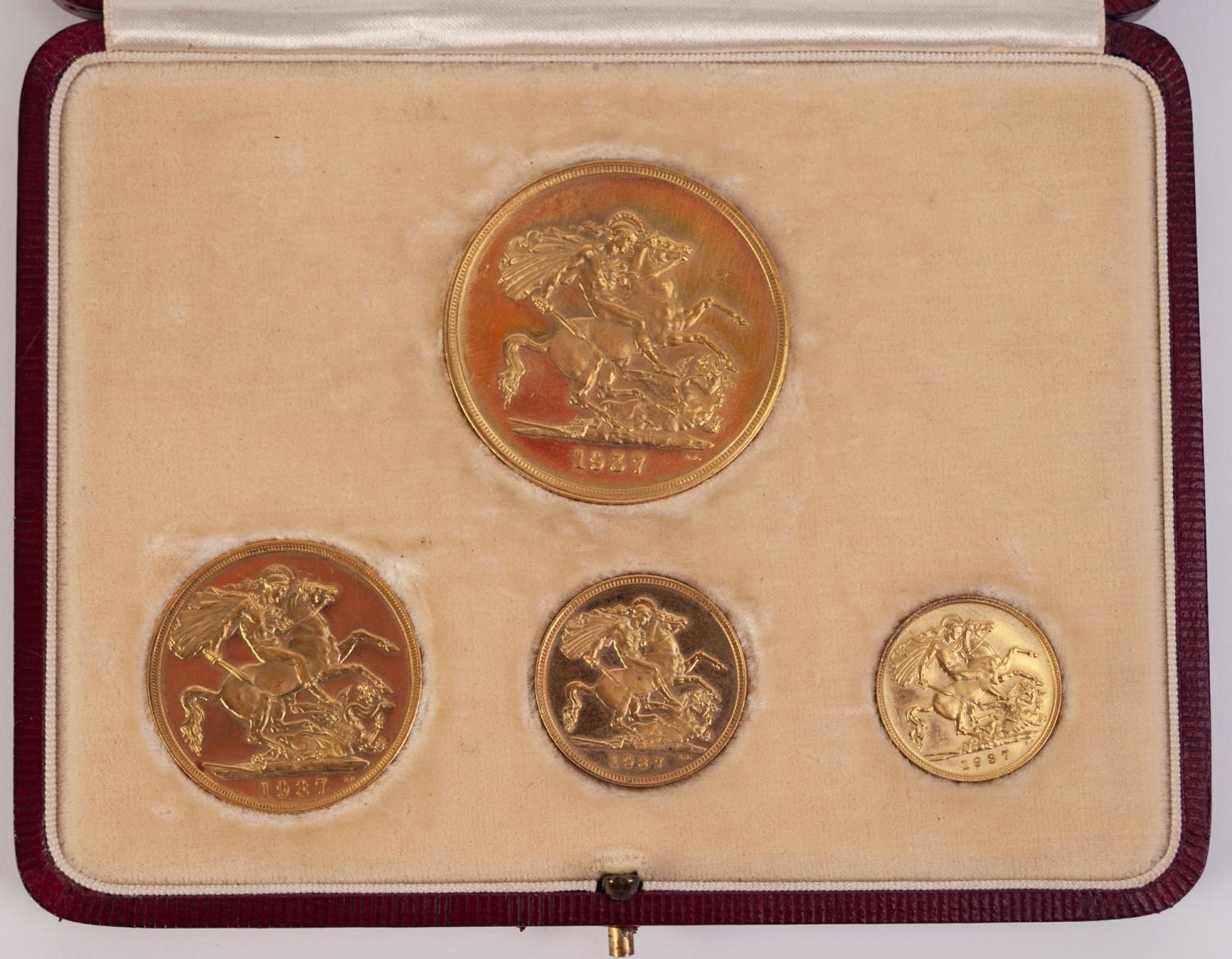 GEORGE VI 1937 SET OF FOUR GOLD COINS, viz £5, £2, sovereign and half sovereign, in case, - Image 4 of 6
