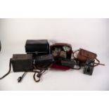 SELECTION OF VINTAGE AND LATER CAMERA VARIOUS includes Agfa folding bellows camera in brown