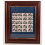 FRAMED SHEET OF 20 FOOTBALL LEGENDS 19p stamps Dixie Dean (Everton) 1907 - 80