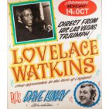CIRCA 1960's/70's GOLDEN GARTER THEATRE - WYTHENSHAWE front of house poster LOVELACE WATKINS with