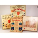FOUR EARLY 20th CENTURY WALL HANGING ADVERTISING BOARDS FOR DUCKWORTH & CO MANUFACTURING CHEMISTS