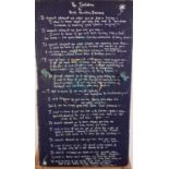 BERNIE HEANEYA POEM HAND WRITTEN IN WHITE OIL PAINT ON BLACK SLATE PANELThe Invitation by Irish