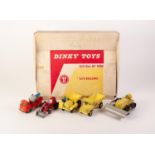 DINKY TOYS GIFT SET No 900 SITE BUILDING with five playworn vehicles to include red Muir Hill loader
