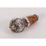 GEORGE V HALLMARKED SILVER BOTTLE STOPPER, inscribed: W.F.K. TAYLOR, KC TO THE NORTHERN CIRCUIT,