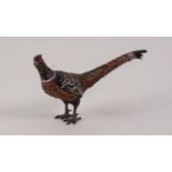 COLD PAINTED METAL MODEL OF A PHEASANT, modelled standing, 2 ¼? (5.7cm) high, unmarked, lacks base