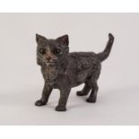 COLD PAINTED BRONZE MODEL OF A CAT, modelled standing with tail raised, 4 ½? (11.4cm) high, unmarked