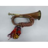 COPPER AND BRASS BUGLE with chord and two tassels