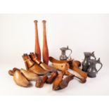 SELECTION OF LATE 19th CENTURY AND LATER SHOE TREES OT STRETCHERS including pair with screw