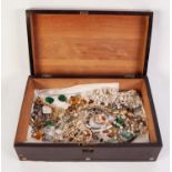 VICTORIAN ROSEWOOD AND MOTHER OF PEARL INLAID WORKBOX (as found), with a quantity of MISCELLANEOUS