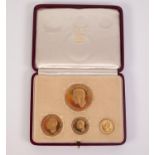 GEORGE VI 1937 SET OF FOUR GOLD COINS, viz £5, £2, sovereign and half sovereign, in case,