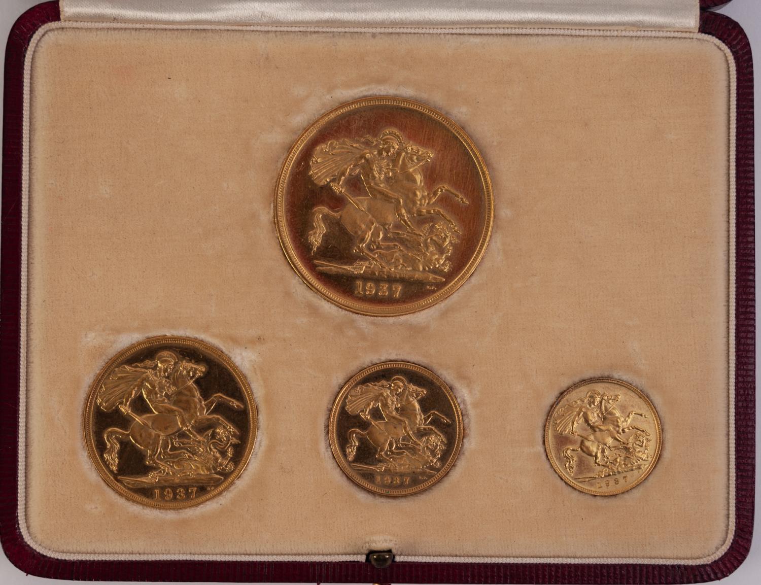 GEORGE VI 1937 SET OF FOUR GOLD COINS, viz £5, £2, sovereign and half sovereign, in case, - Image 5 of 6