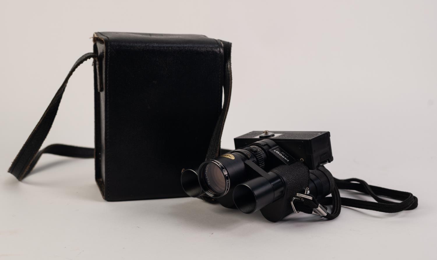 TASCO BINOCULAR CAMERA, 7 x 20, f: 5.6, 112mm, serial no: 7716218, cased