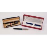 BOXED SHEAFFER FOUNTAIN PEN WITH 14k GOLD NIB with matching ballpoint pen, Parker ball point pen,