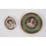 GOOD QUALITY EDWARDIAN PORTRAIT MINIATURE ON IVORY of an elegant attired and coiffured lady 2 1/