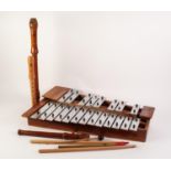 MODERN TWO TIER XYLOPHONE, together with THREE WOODEN RECORDERS, ?GENERATION? TIN WHISTLE and a PAIR