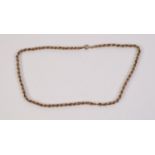 9ct GOLD ROPE PATTERN CHAIN NECKLACE 20" (50.8) long  7.4 gms