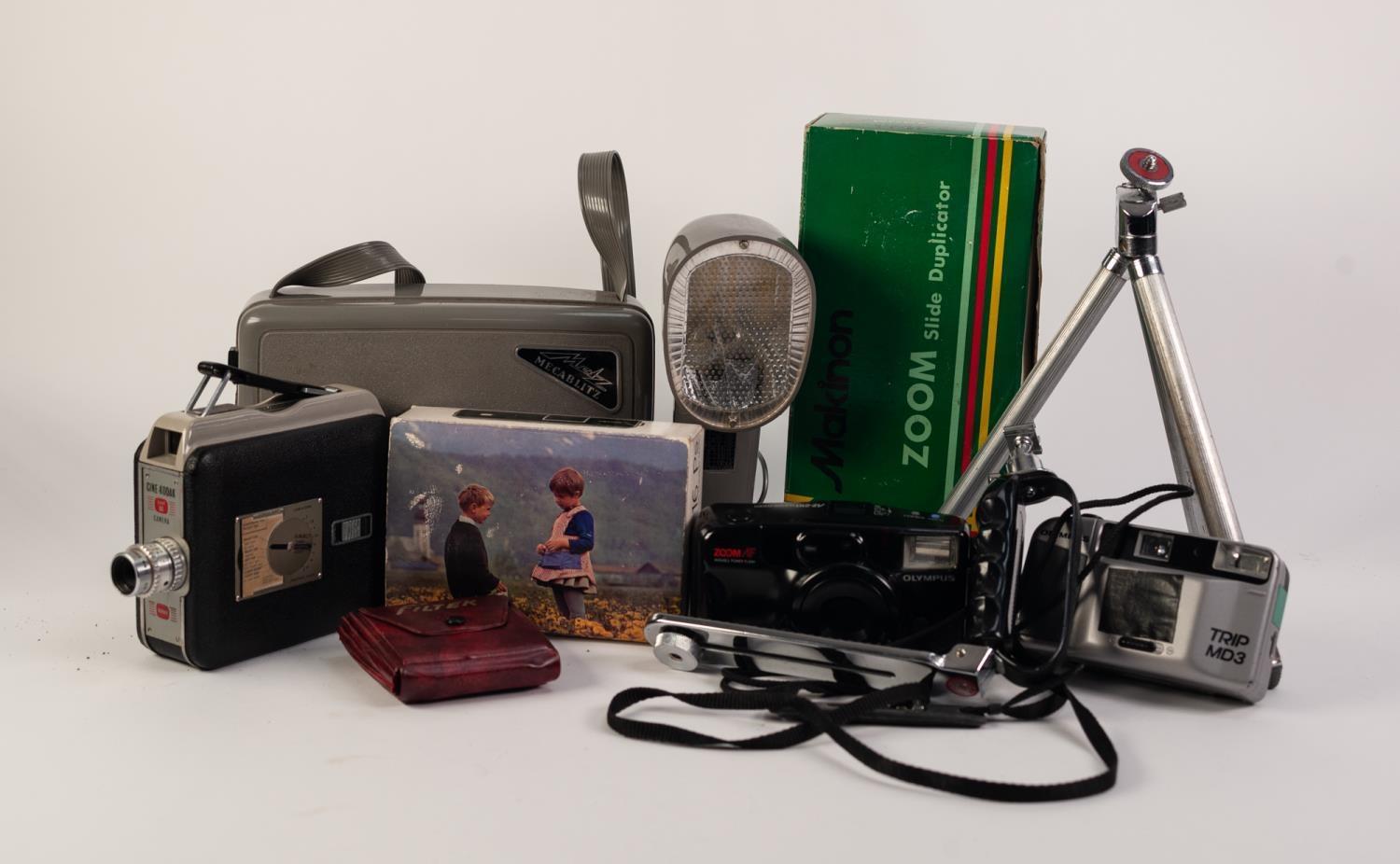 THREE MODERN POCKET ROLL FILM CAMERAS, comprising: MINOLTA 16 Ps, boxed, TELE-INSTAPAC PF, OLYMPUS