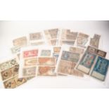 SELECTION OF MAINLY EUROPEAN MIS 20th CENTURY AND LATER WELL USED BANK NOTES some pre war German