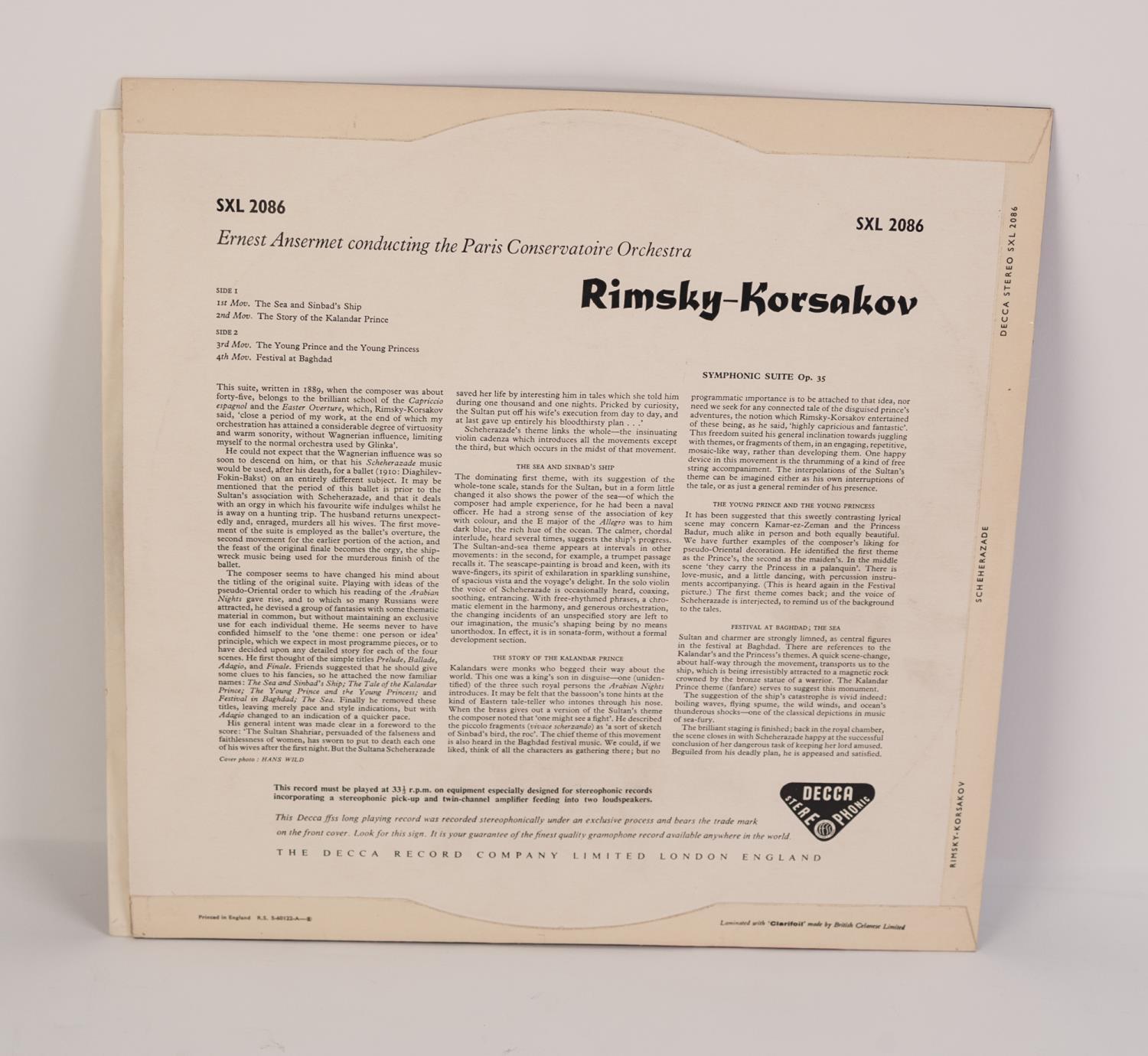 VINYL RECORD, CLASSICAL. Rimsky-Korsakov- Scheherazade, Ansermet, Decca (SXL 2086). Original ED1, - Image 2 of 2