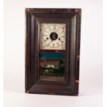 LATE 19th CENTURY SPRING DRIVEN SIMPLE WALL CLOCK having Roman white dial with floral spandrels