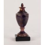 DERBYSHIRE FLUORSPAR(BLUE JOHN) SMALL URN SHAPED VASE 5 3/4" (14.5) high on a black marble base