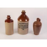 J. PERRY & Co, BOTANICAL BREWERS, ACCRINGTON, SALT GLAZED STONE WARE FLAGON, with screw top,