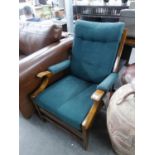 CINTIQUE 1950?S OAK FRAMED FIRESIDE ARMCHAIR