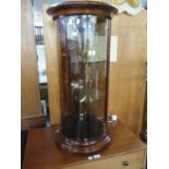 A REPRODUCTION ITALIAN INLAID CIRCULAR DISPLAY CABINET, TOP FADED, 83.5cm high