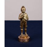 RICHARD BERNHARDT EARLY 20th CENTURY HEAVY CAST BRASS FIGURE OF A BOY in Tyrolean costume about to