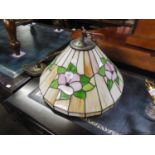 A TIFFANY STYLE CEILING LAMP SHADE, WITH FLORAL DECORATION