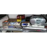 PANASONIC PORTABLE RADIO AND CD PLAYER, SONY PORTABLE RADIO AND CASSETTE TAPE PLAYER, AND A CASE