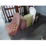 LLOYD LOOM OBLONG LINEN RECEIVER AND AN OAK OBLONG COFFEE TABLE, ON STRAIGHT LEGS