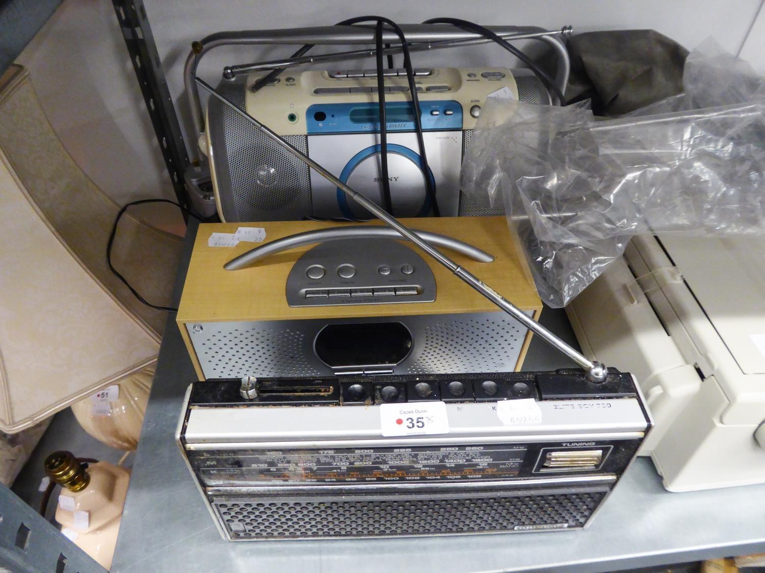 TEVION DAB MAINS PORTABLE RADIO, IN LIGHTWOOD CASE, A SONY PORTABLE RADIO AND A GRUNDIG RADIO (3)