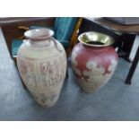 TWO LARGE MODERN EARTHENWARE FLOOR STANDING VASES (2)